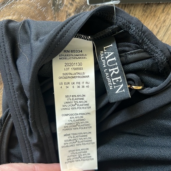 Lauren Ralph Lauren Swim Suit Bikini Top Twist Front Black Size 4 - Picture 7 of 12